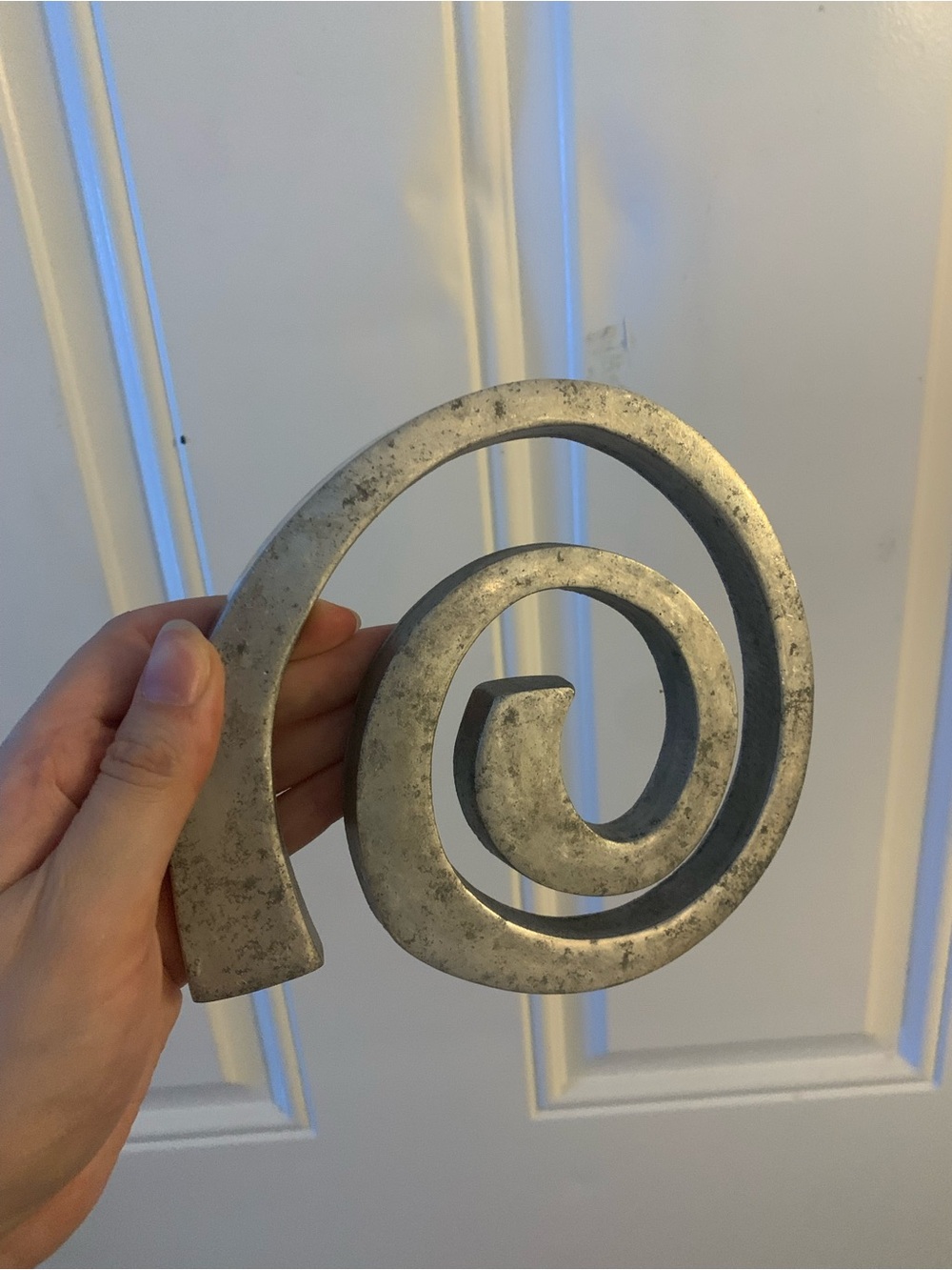 Vintage abstract swirl Spiral Metal paper weight Statue Sculpture Art Decor